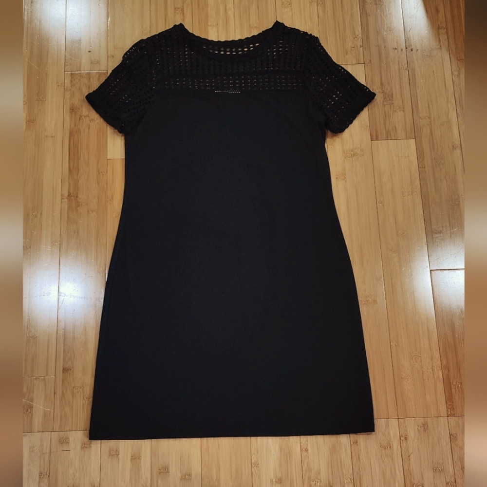 Michael Kors Black Short Lace Sleeve Dress